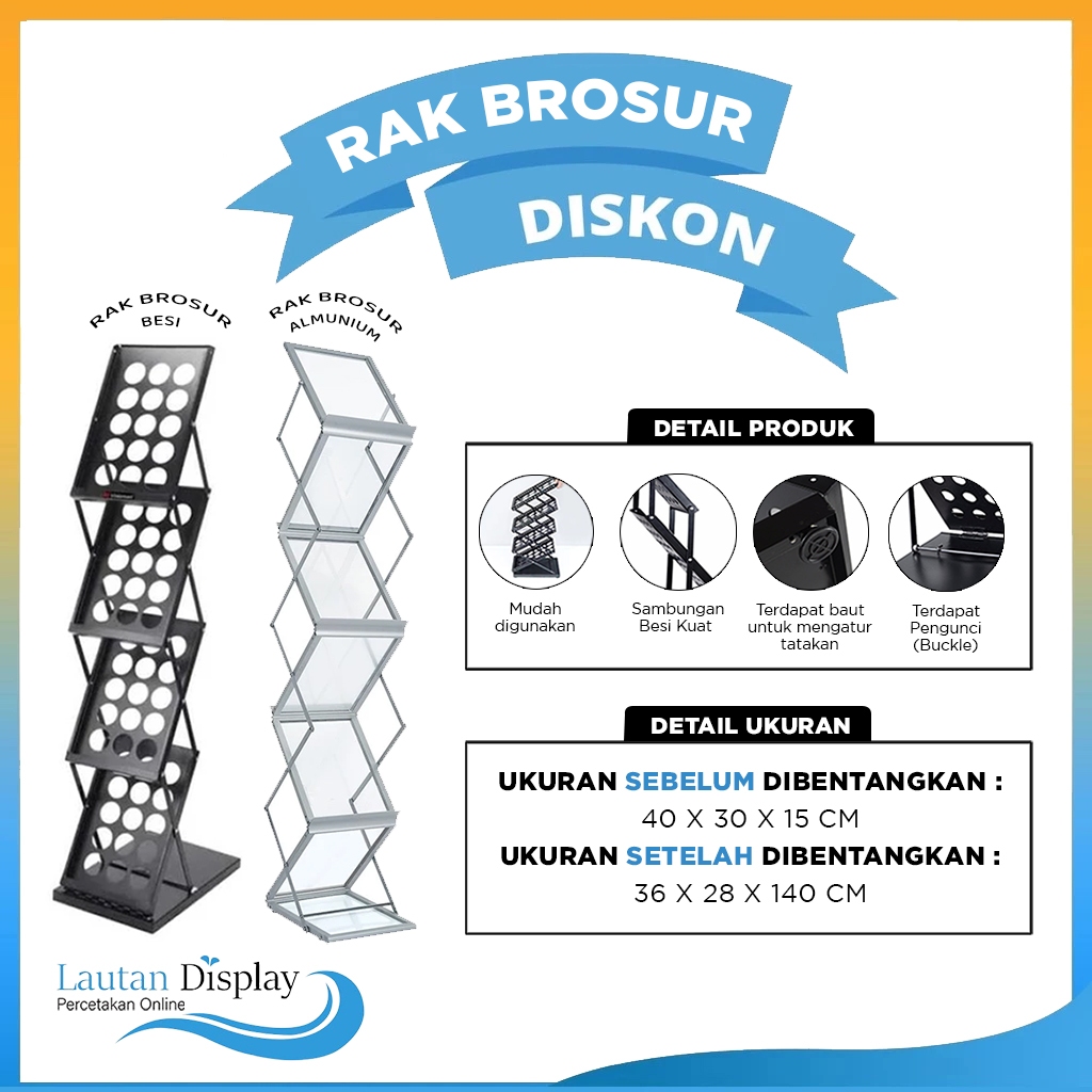 Jual Rak Brosur Besi / Alumunium A4 (Empat Susun) Warna Hitam Rak ...