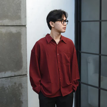 RoomFazza Kemeja Oversized Pria Lengan Panjang Kemeja Kasual Kemeja Polos Kemeja Pria Kemeja
