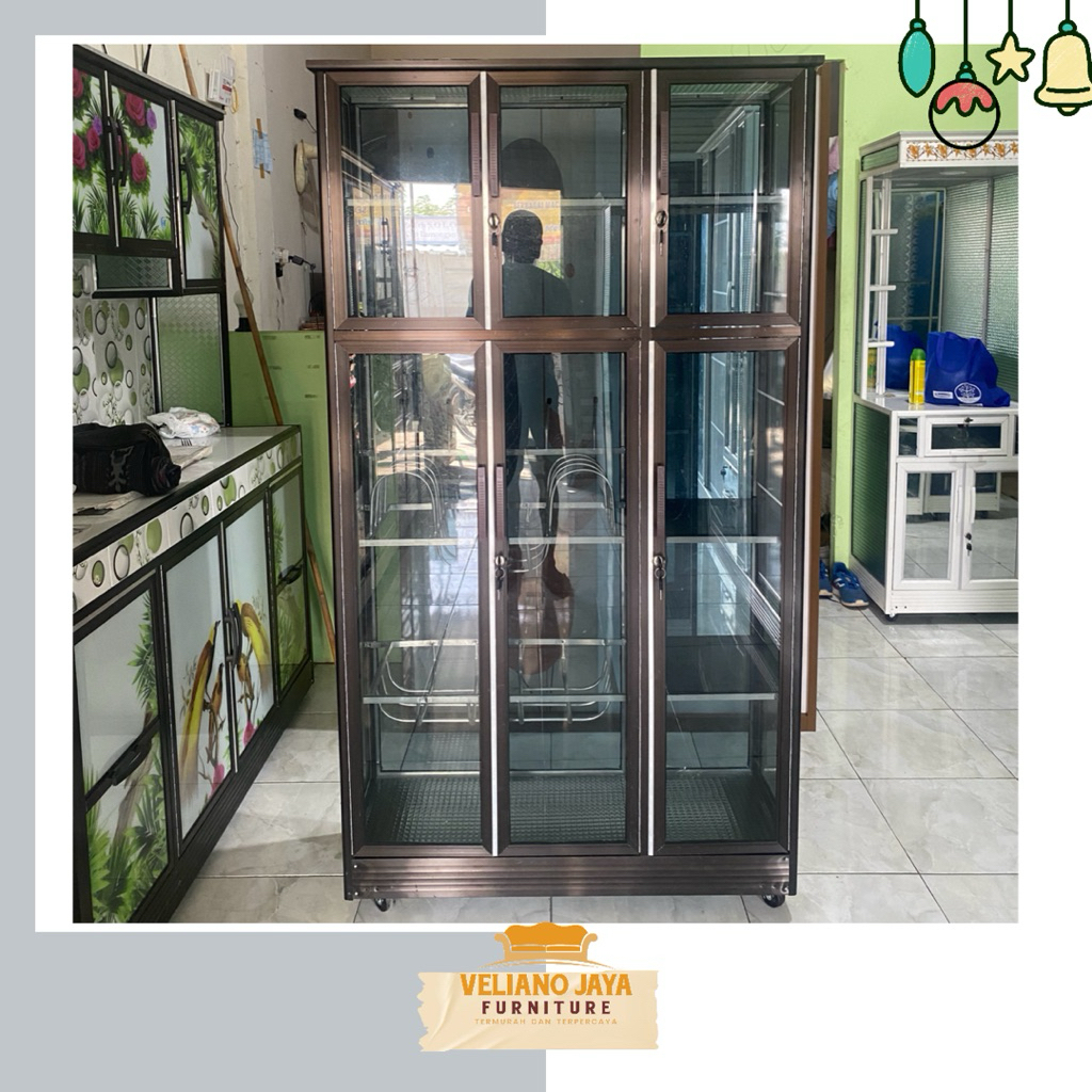 Jual Rak Piring 6 Pintu Serbaguna Kaca Riben // Bahan Alumunium & Kaca ...