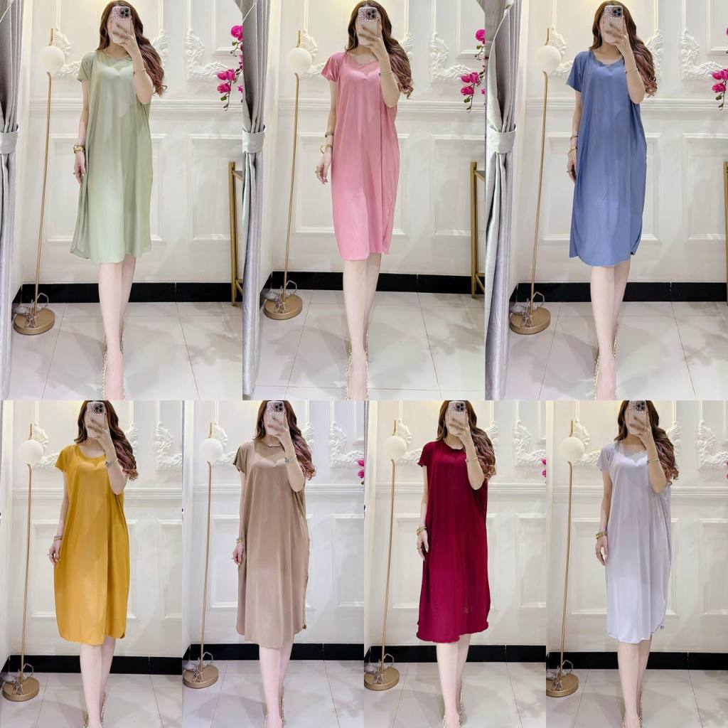 Jual Daster Polos Simple Kekinian Model Lengan Pendek Dress Murah ...