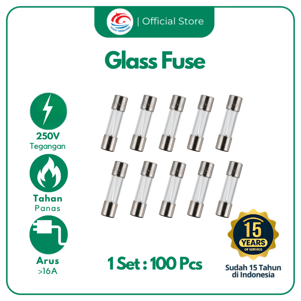 thumbnail image 2 of 100-Pack 6x30mm Glass Fuses – 20A 250V – Fast Blow – F20A 2 of 3