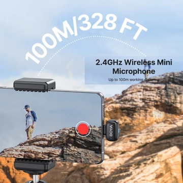 BOYA Mini 15 Port Lightning Mikrofon Klip Nirkabel 2.4GHz Ultra Mini Wireless Microphone