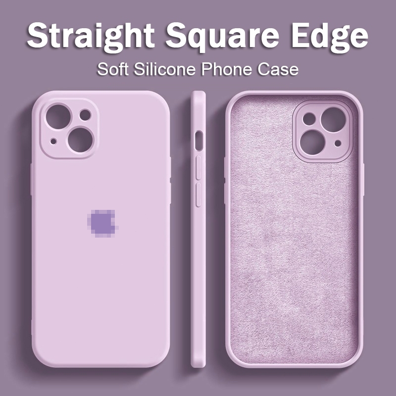 Jual With Logo With Velvet Straight Square Edge Silicone Soft Anti ...