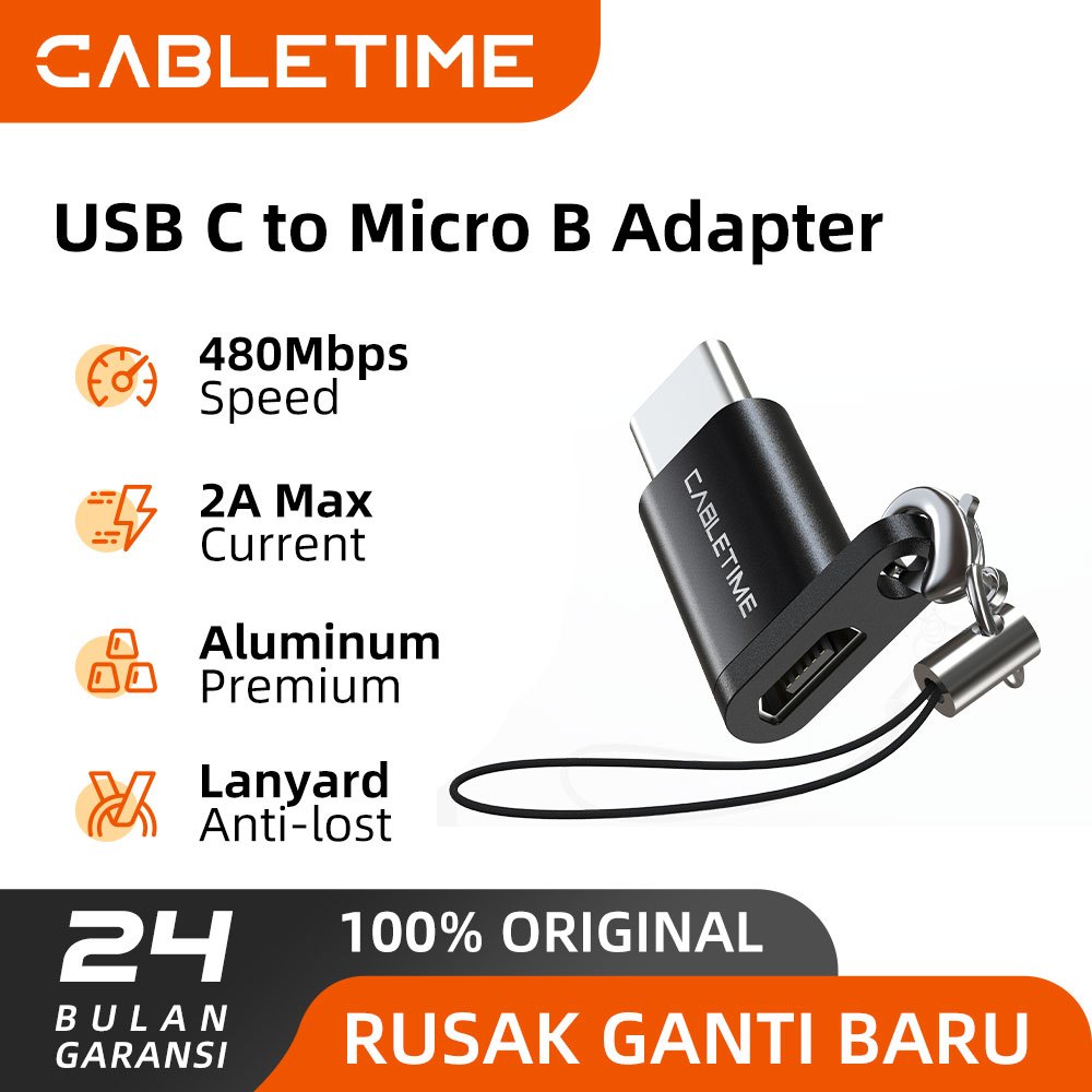Jual CABLETIME USB C To Micro USB Female Adapter OTG Data Transfer ...
