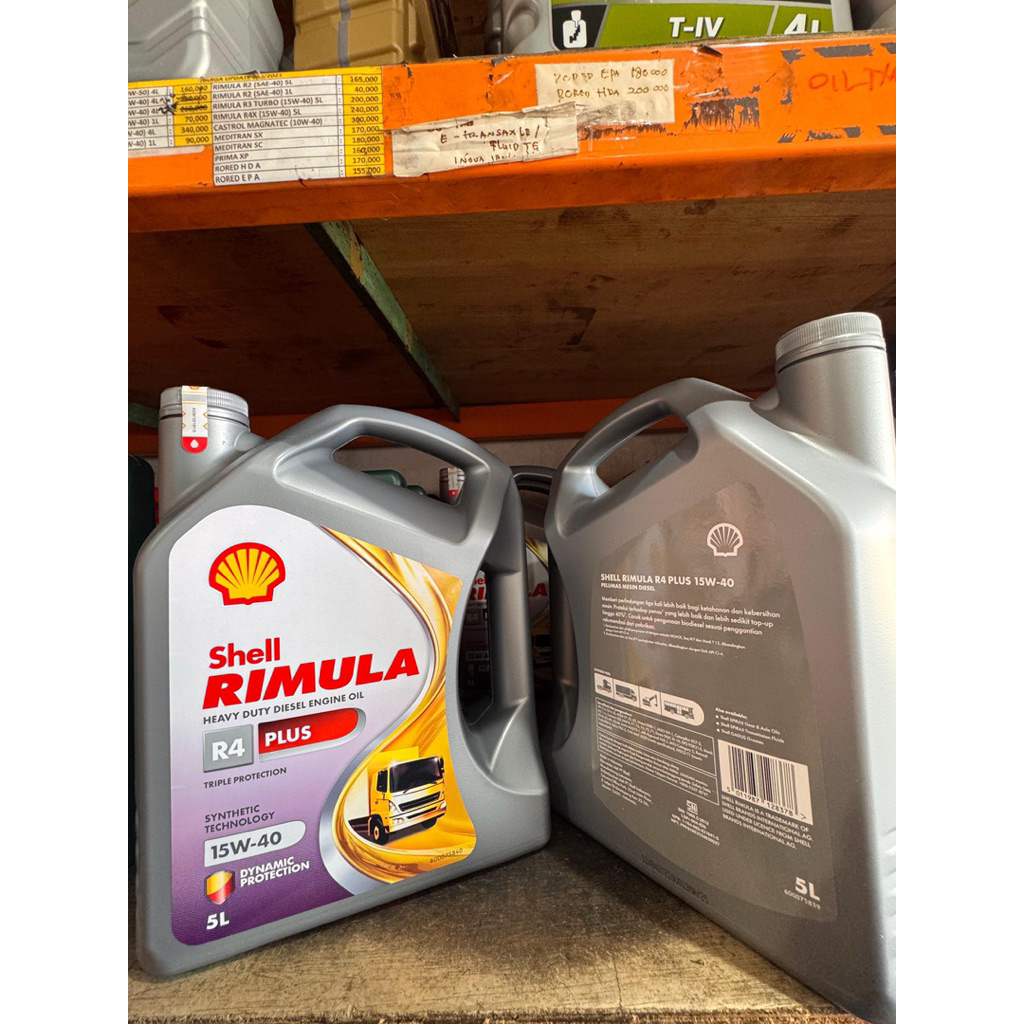 Jual OLI MESIN SHELL RIMULA R4 PLUS 15W-40 DIESEL kemasan 5L dan 1Liter ...
