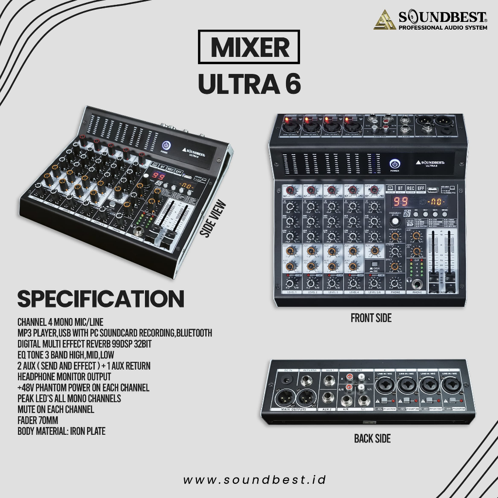 Jual MIXER AUDIO SOUNDBEST ULTRA 6 | MIXER 6 CHANNEL | Shopee Indonesia