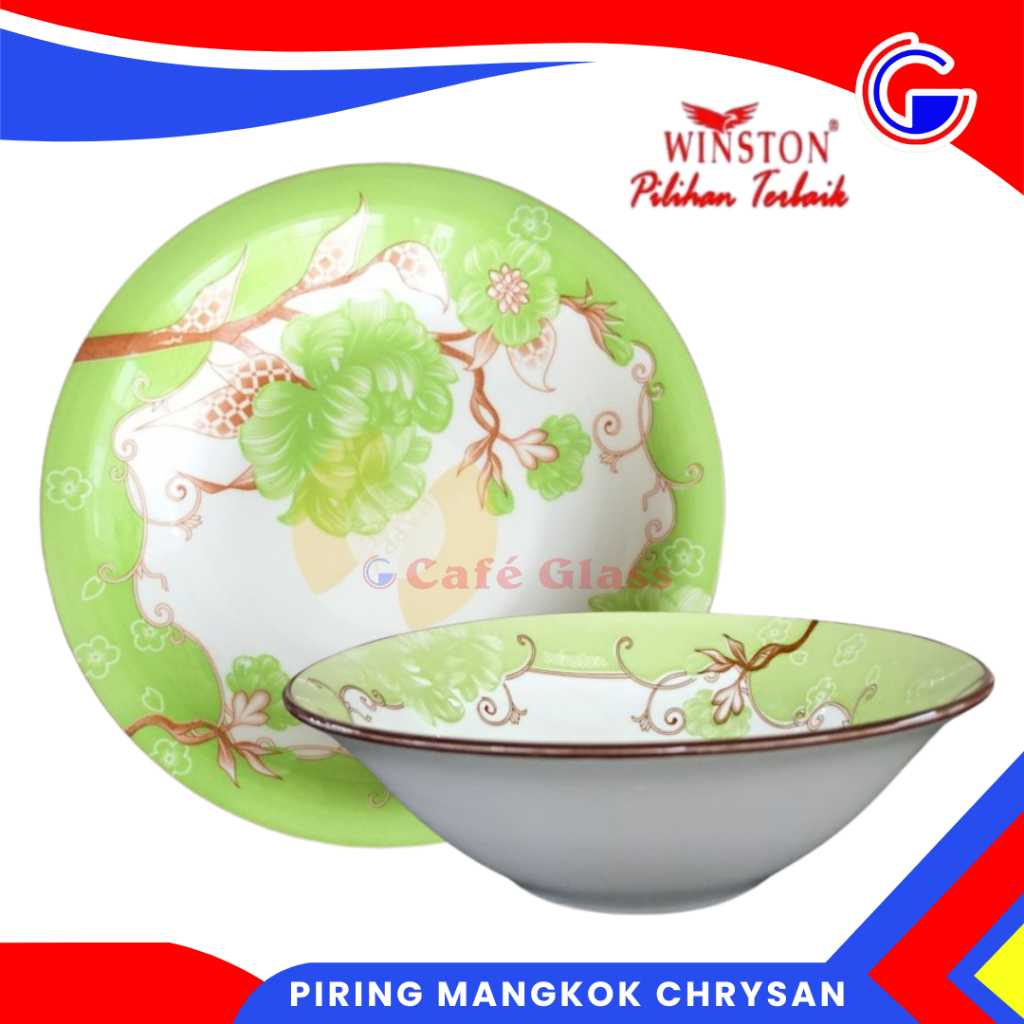 Piring Mangkok Winston Chrysan I Piring Mangkok Motif Bunga I Piring Mangkok Makan Cantik