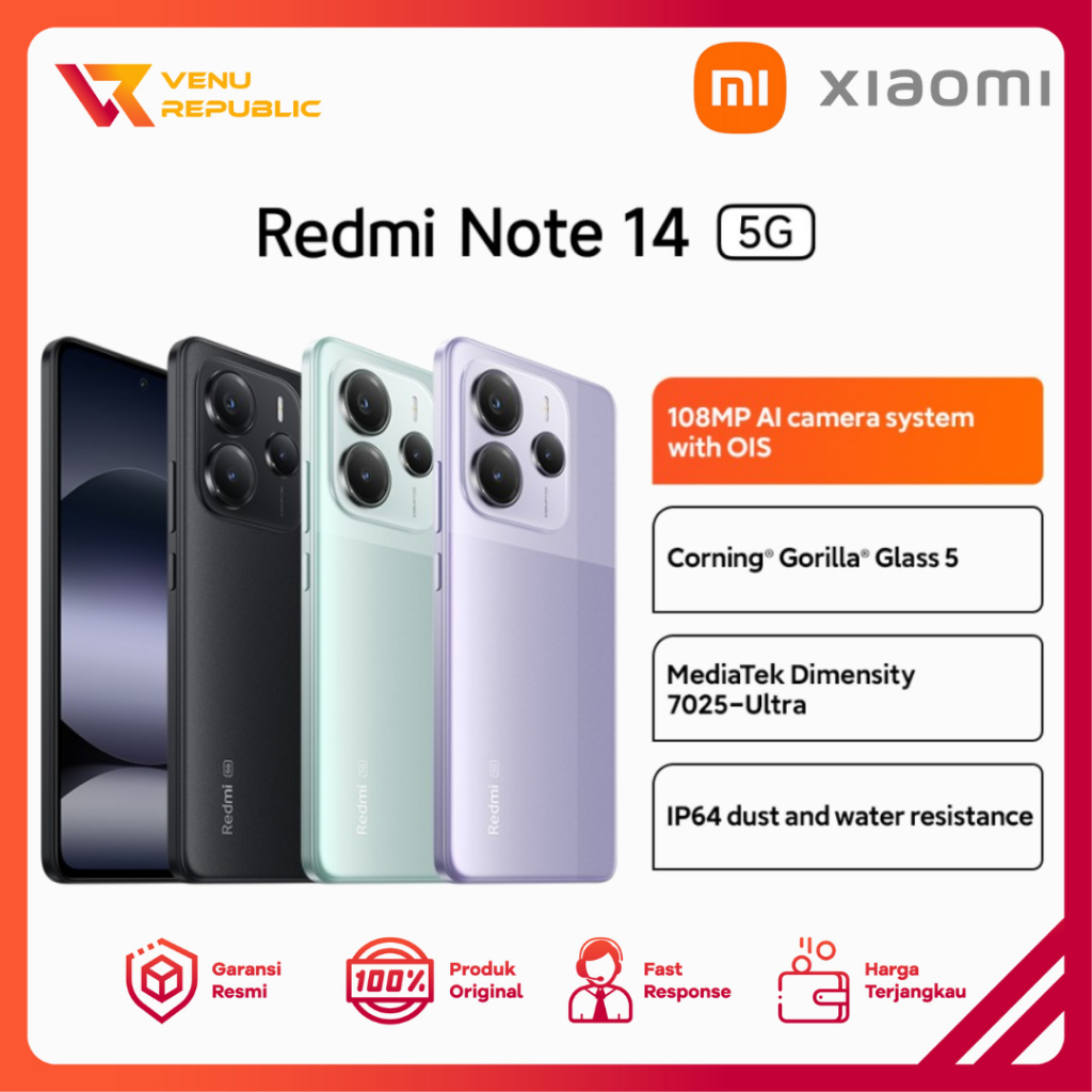 Jual Xiaomi Redmi Note 14 5G | 108MP AI OIS Camera | MediaTek 7025 ...