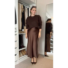 Rok Satin Maxi Premium Satin Long Skirt Rok Satin Panjang Rok Duyung Satin Flowy Mermaid Skirt
