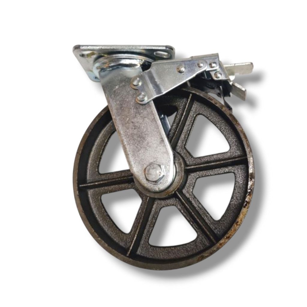 Jual RODA TROLI BESI HEAVY DUTY 8 INCH ( REM/SWIVEL BREAK ) | Shopee ...