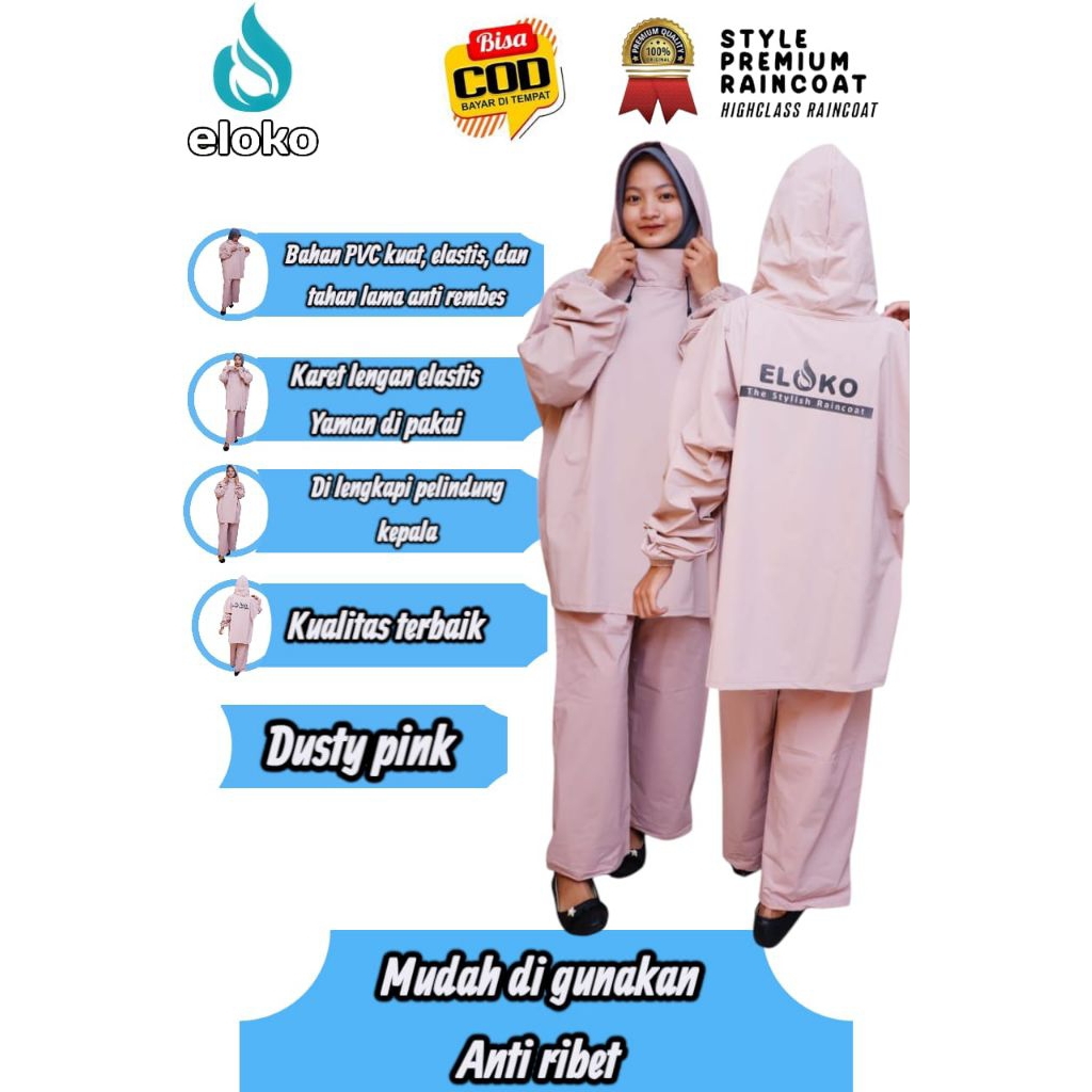 Jual ELOKO JAS HUJAN HOODIE LENTUR TAHAN AIR BEST QUALITY TERBAIK ...