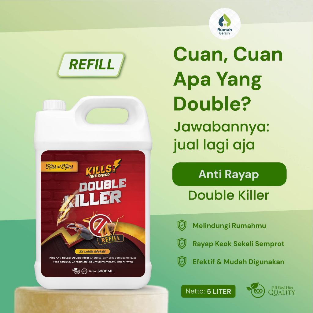 Jual ANTI RAYAP DOUBLE KILLER 5 LITER / REFILL 5000ML / AMPUH USIR ...