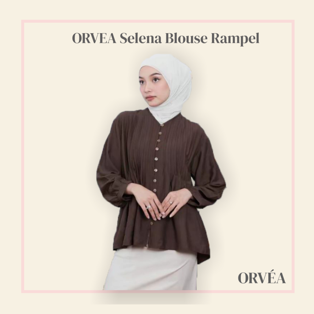 Jual ORVEA Selena Blouse Wanita Rampel Polo Linen Model Pleats Elegan ...