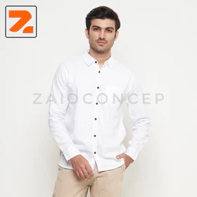 Brand ZAIDconcep Kemeja Pria Lengan Panjang Pria Kemeja Hems Casual Polos Kemeja Cotton Premium