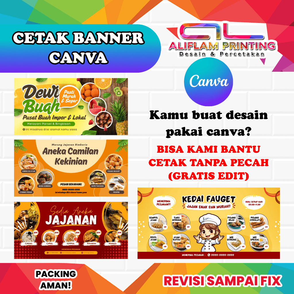 Jual CETAK BANNER SPANDUK UKURAN 60x160 CM | GRATIS DESAIN | Revissi ...