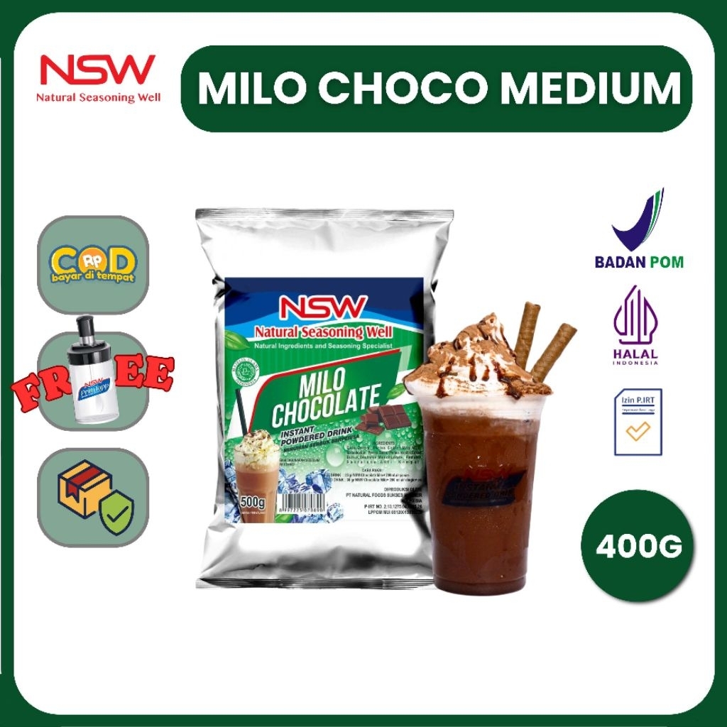 Jual NSW Powder Drink Rasa Milo Chocolate MEDIUM 400 gr | Shopee Indonesia