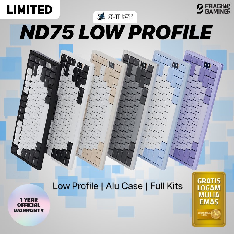 Jual Chilkey ND75 LP Low Profile Wireless 75% Layout LCD Mechanical ...