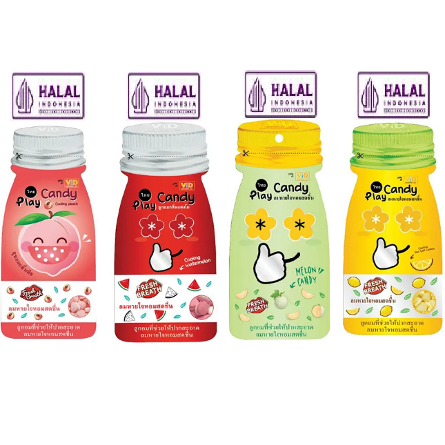 Jual Play Candy sugar free bebas gula rasa watermelon lemon melon peach ...