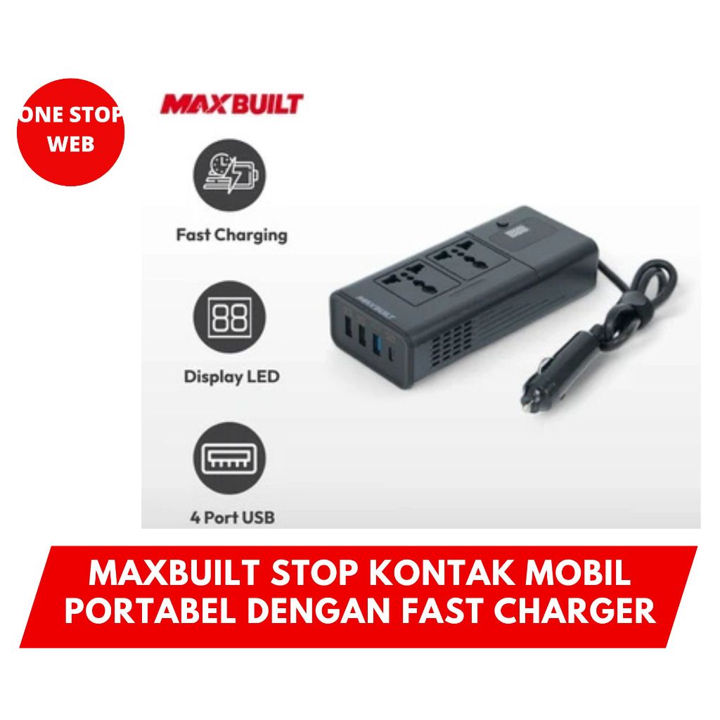 Jual Maxbuilt Stop Kontak Mobil Portabel Dengan Fast Charger Portable ...