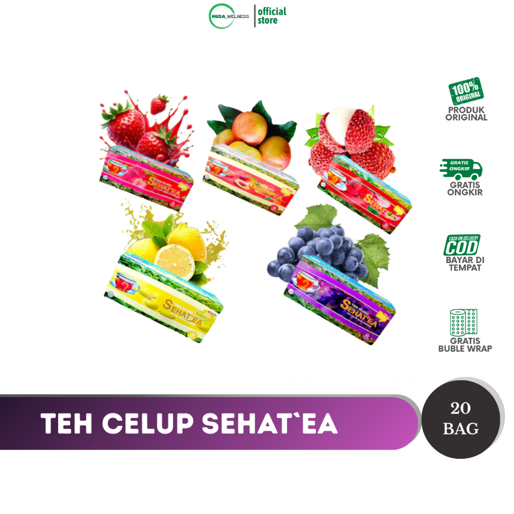 Jual SEHAT'EA TEH BUAH, teh anggur / teh stroberry / teh lechea / teh ...