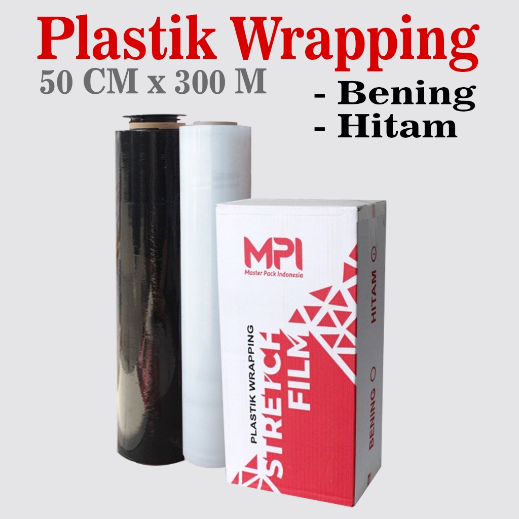 Jual Plastik Wrapping Bening Hitam 50 cm x 300 m - Stretch Film 50 cm x ...