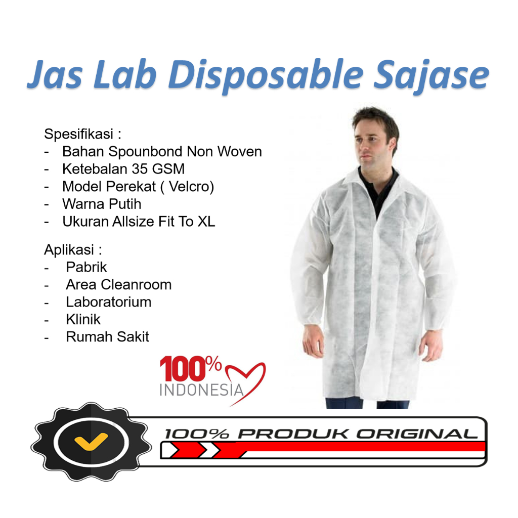 Jual Jas Lab sekali pakai Sajase Tebal 35gsm Jas Lab Disposable Non ...