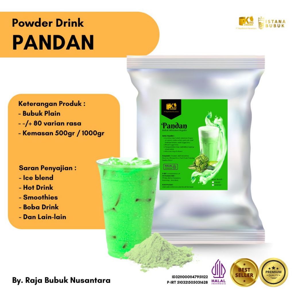 Jual Bubuk Minuman Rasa Pandan Powder Drink Varian Rasa Pandan | Shopee ...