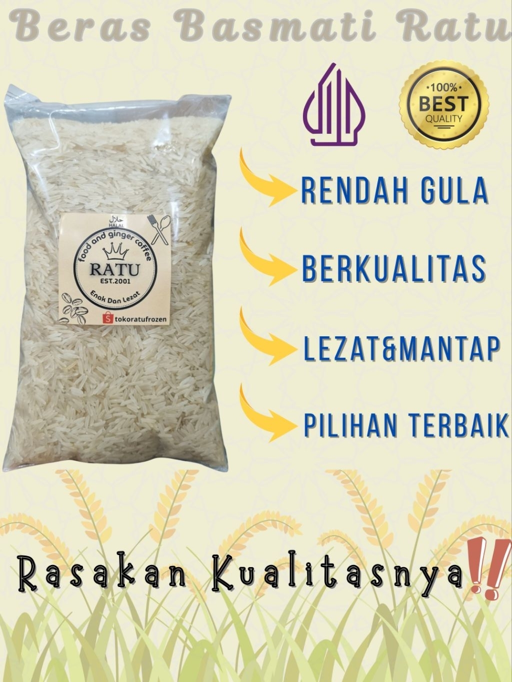 Jual Beras Basmati 1kg Premium (Long Rice) Beras Panjang Rendah Gula ...