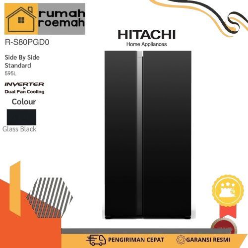 Jual Kulkas HITACHI RS80PGD0 GBK Side By Side inventer dual fan cooling ...