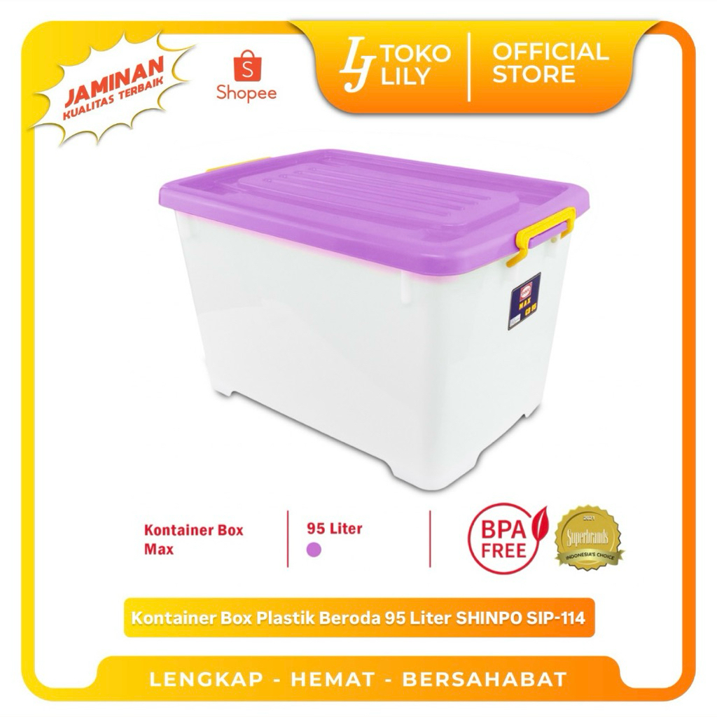 Jual Kontainer Box Plastik Beroda 95 Liter SHINPO SIP-114 | Shopee ...