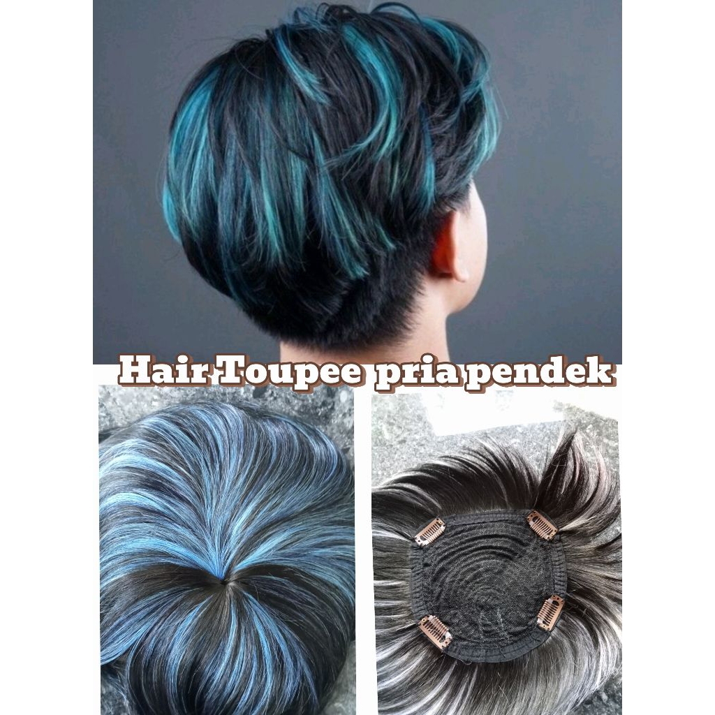 Jual Toupee Pria pendek/Rambut Highlight PenambahVolume/Model Pria ...