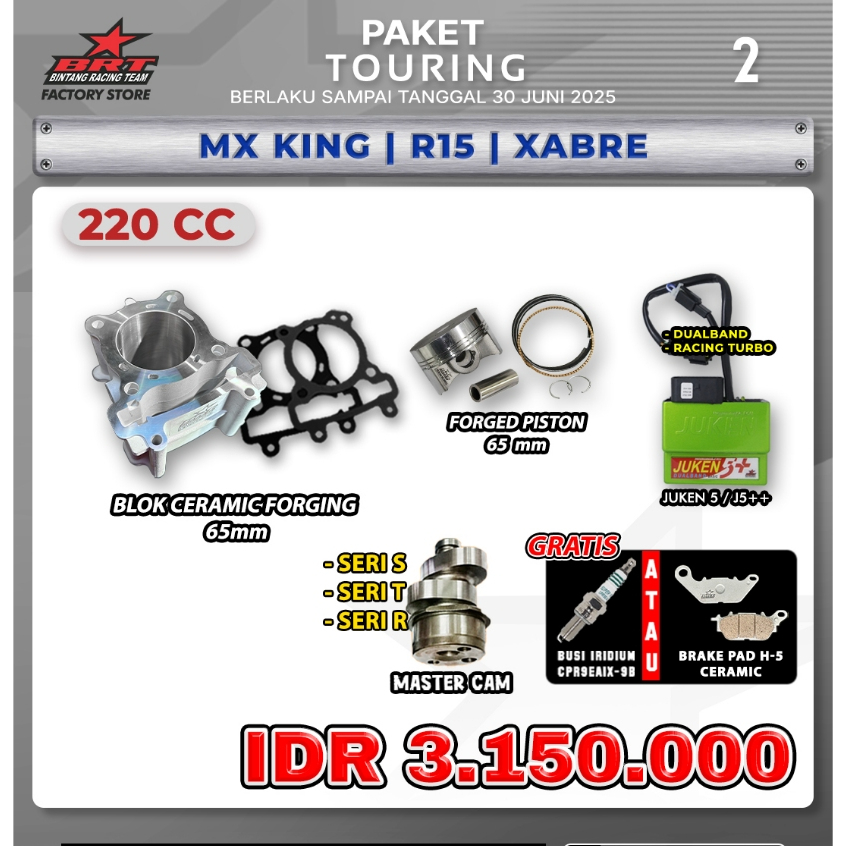 Jual promo paket touring brt / mx king /r15/ xabre BRT / blok ceramic ...