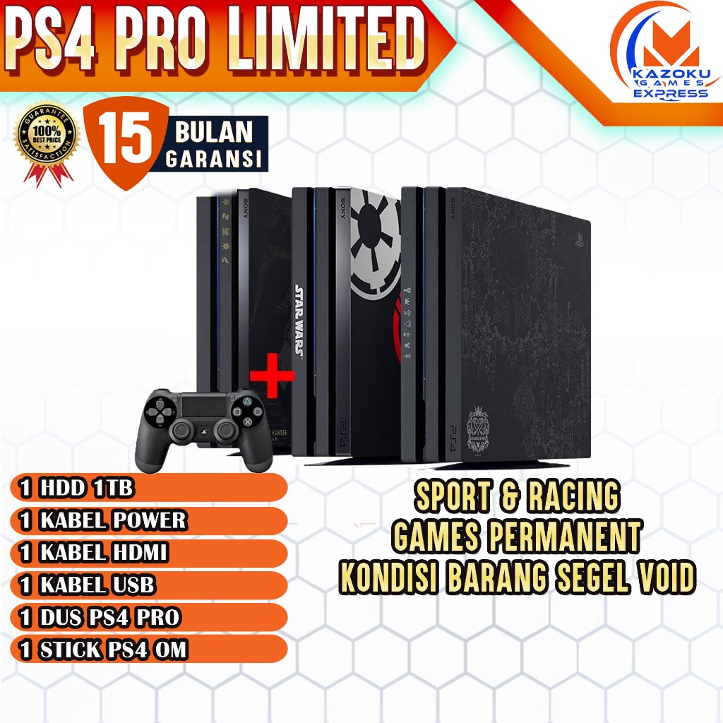 Jual PS4 PRO LIMITED EDITION 1TB + STICK FREE GAME SPORT & RACING ...