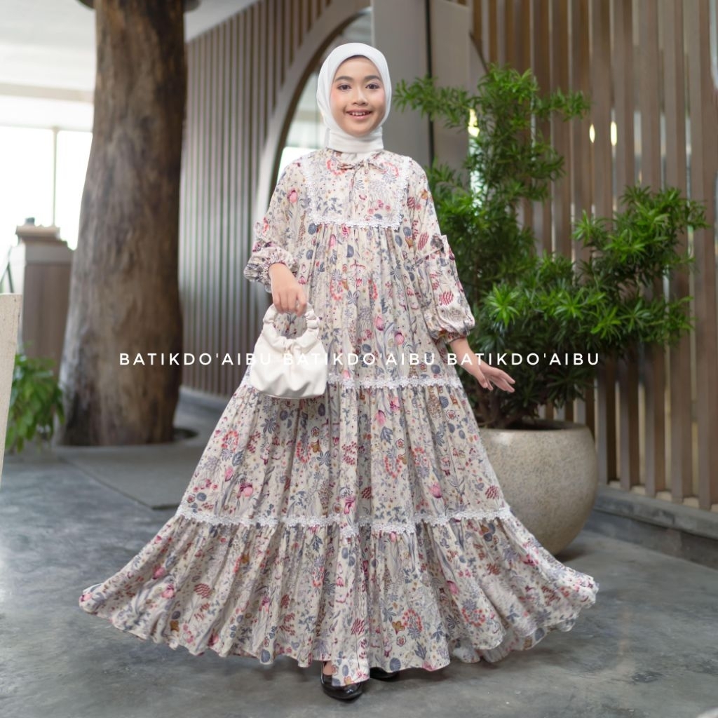 Jual Hayvana Gamis anak Renda Dress - model Rempel Renda Susun Lengan ...