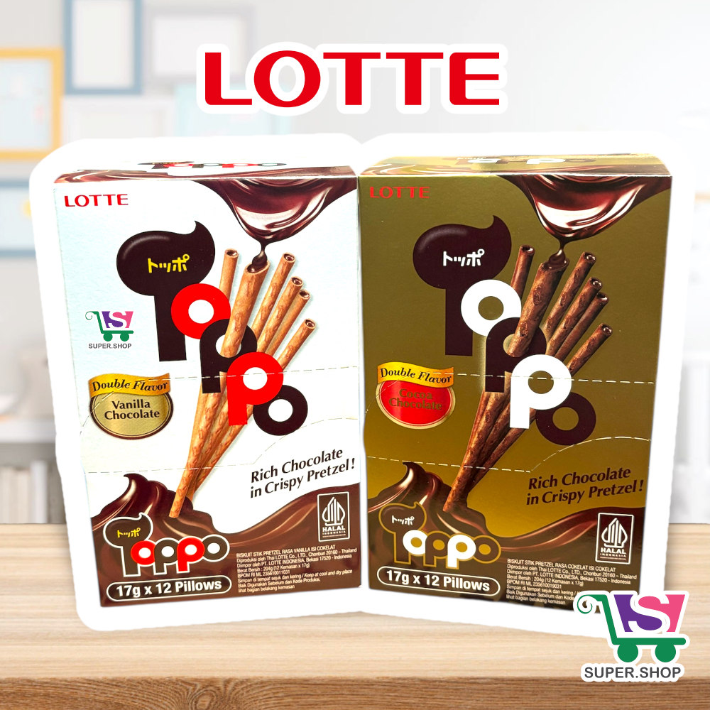 Jual Lotte TOPPO Vanilla / Cocoa Chocolate Pretzel Stick PACK (isi 12 ...