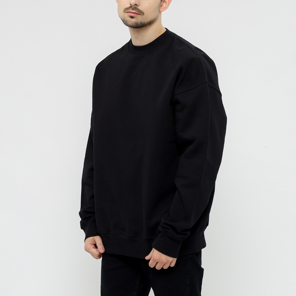 Jual Basicale Crewneck Oversize Heavyweight Cotton Fleece Black Hitam ...