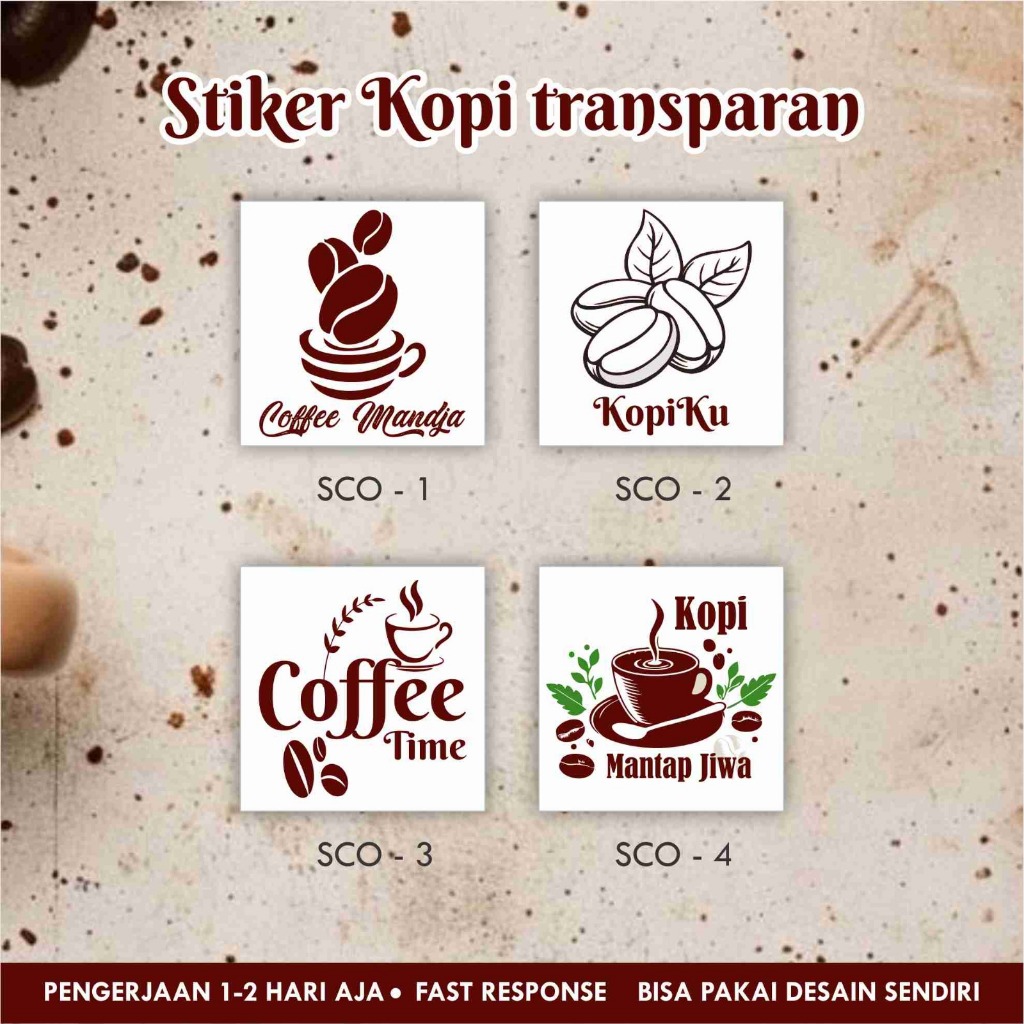 Jual [117 pcs] STIKER KOPI / COFFEE TRANSPARAN / LABEL KOTAK MINUMAN ...