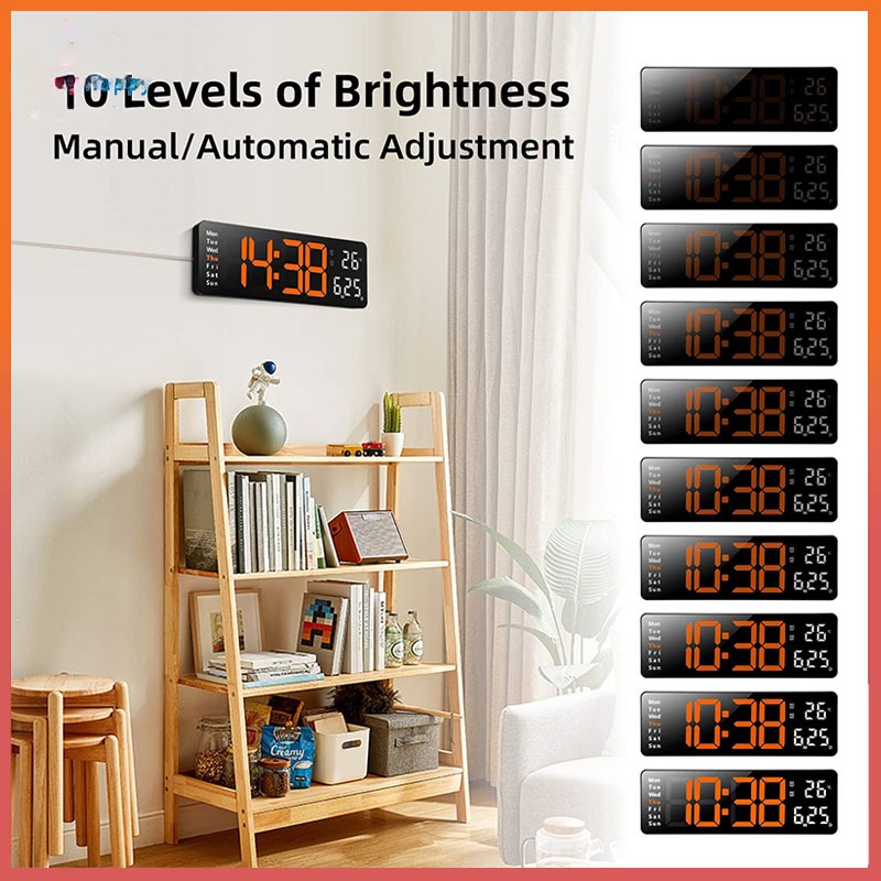 Jual Jam Tampilan Layar Besar LED Jam Digital Nordik Jam Dinding Ruang ...