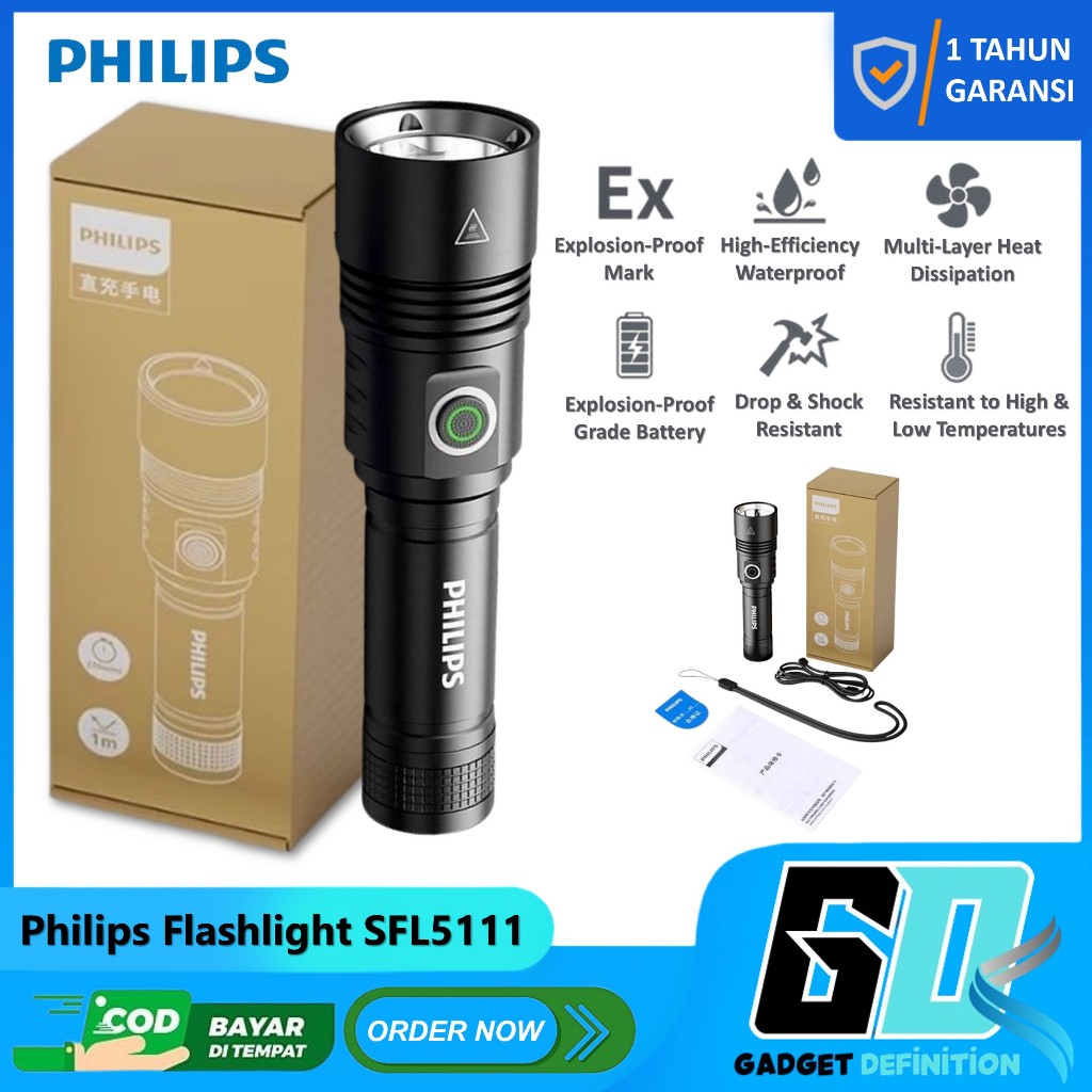 Jual Philips SFL5111 Senter LED Body High Allumunium Alloy Tahan ...