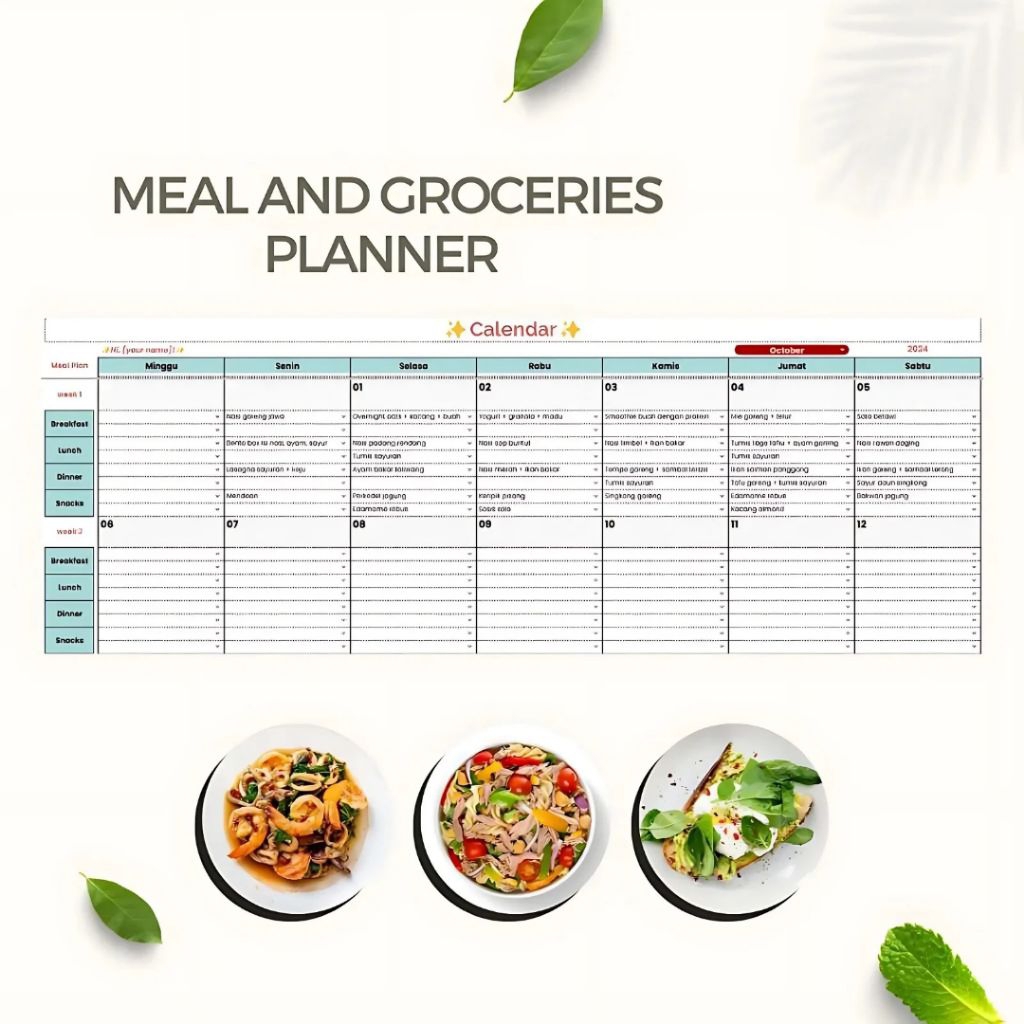 Jual Meal and Groceries Planner Lengkap | Ide Masakan, Kalender Menu 1 ...