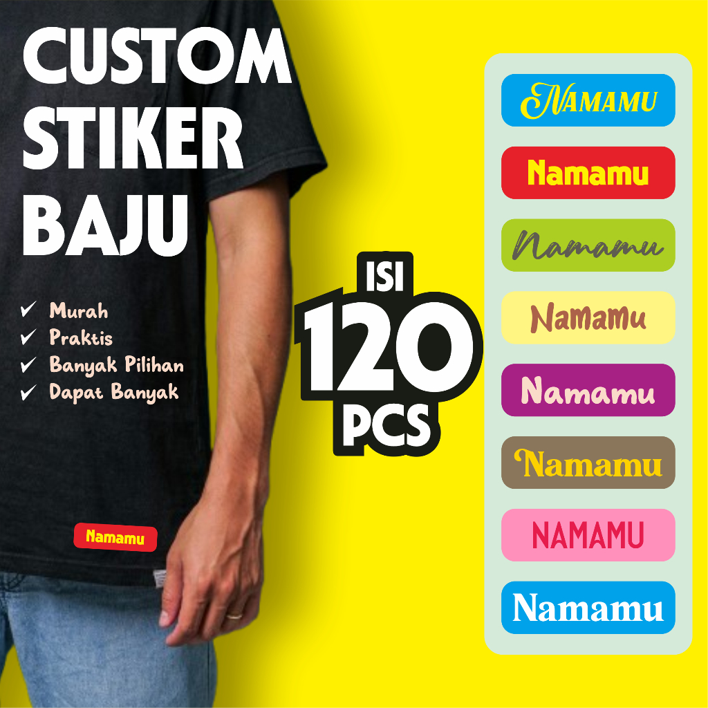Jual Sticker Label Nama Kain Baju 75 Pcs Kaos Sablon Setrika DTF Iron ...