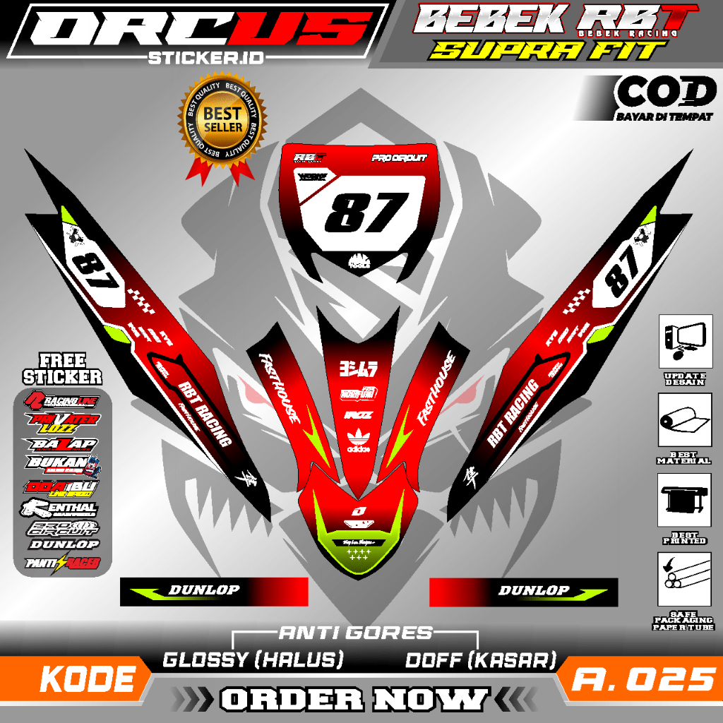 Jual (COD) STICKER STRIPING RBT SUPRA FIT MOTOR RBT BEBEK KODE 025 ...