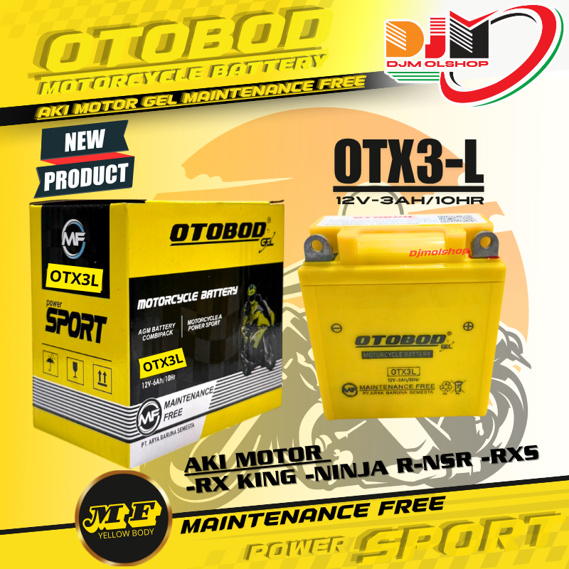 OTOBOD Aki Kering Motor Rx King Rxs Ninja R 12V 3Ah OTX3L