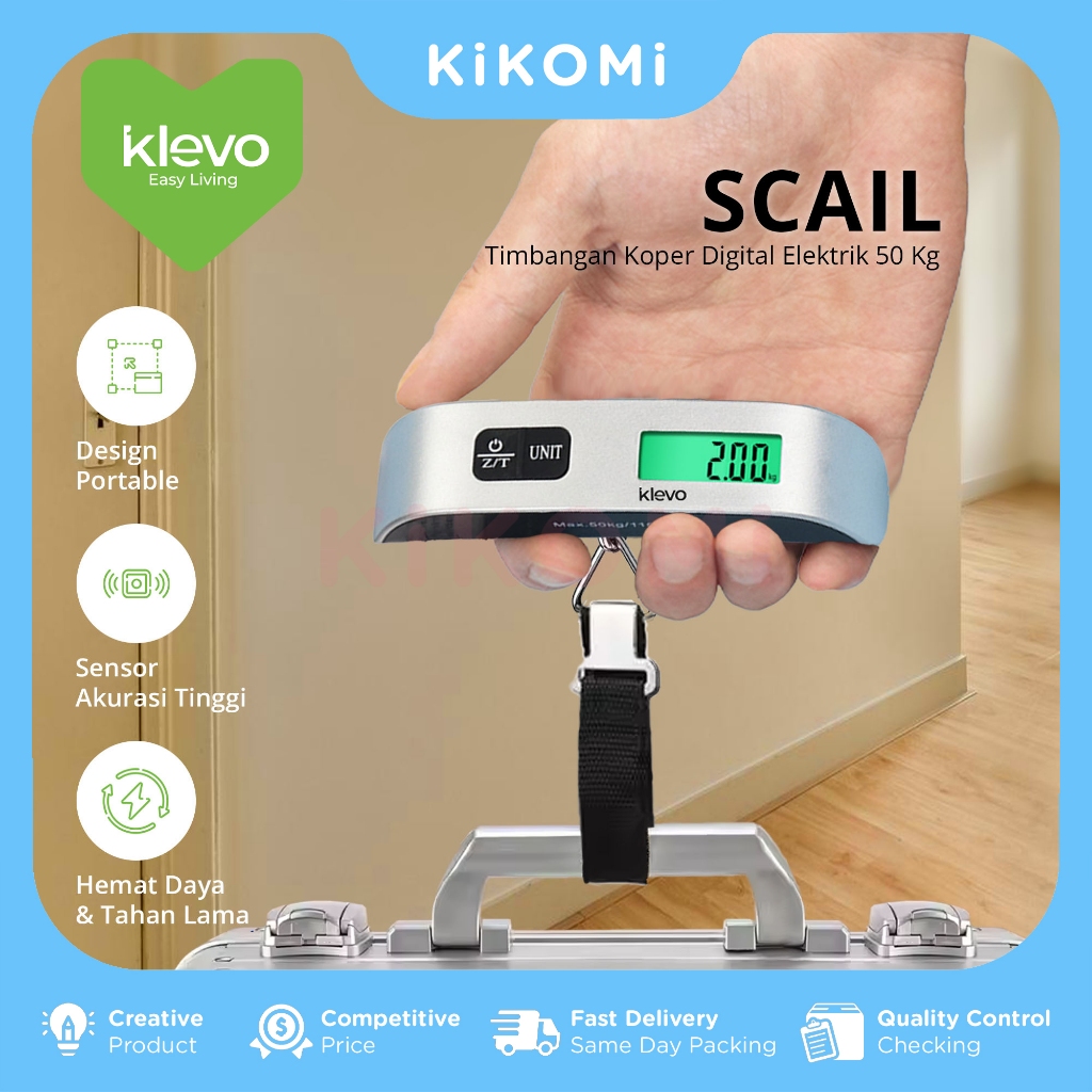 Jual KLEVO SCAIL Timbangan Koper Bagasi Digital 50 Kg LED Display ...
