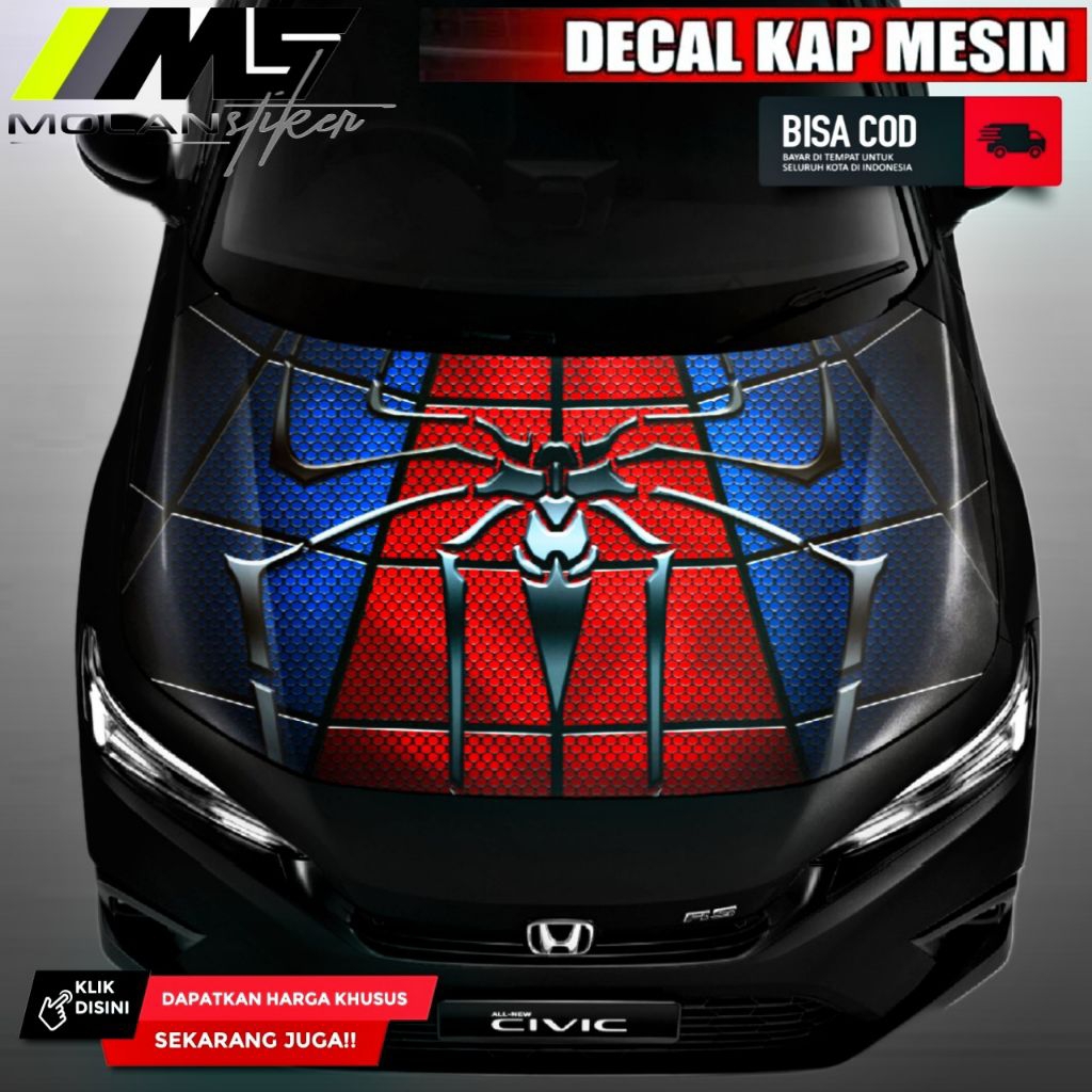 Jual Decal Sticker Striping Variasi Kap Mesin Mobil Spiderman Decal Kap ...