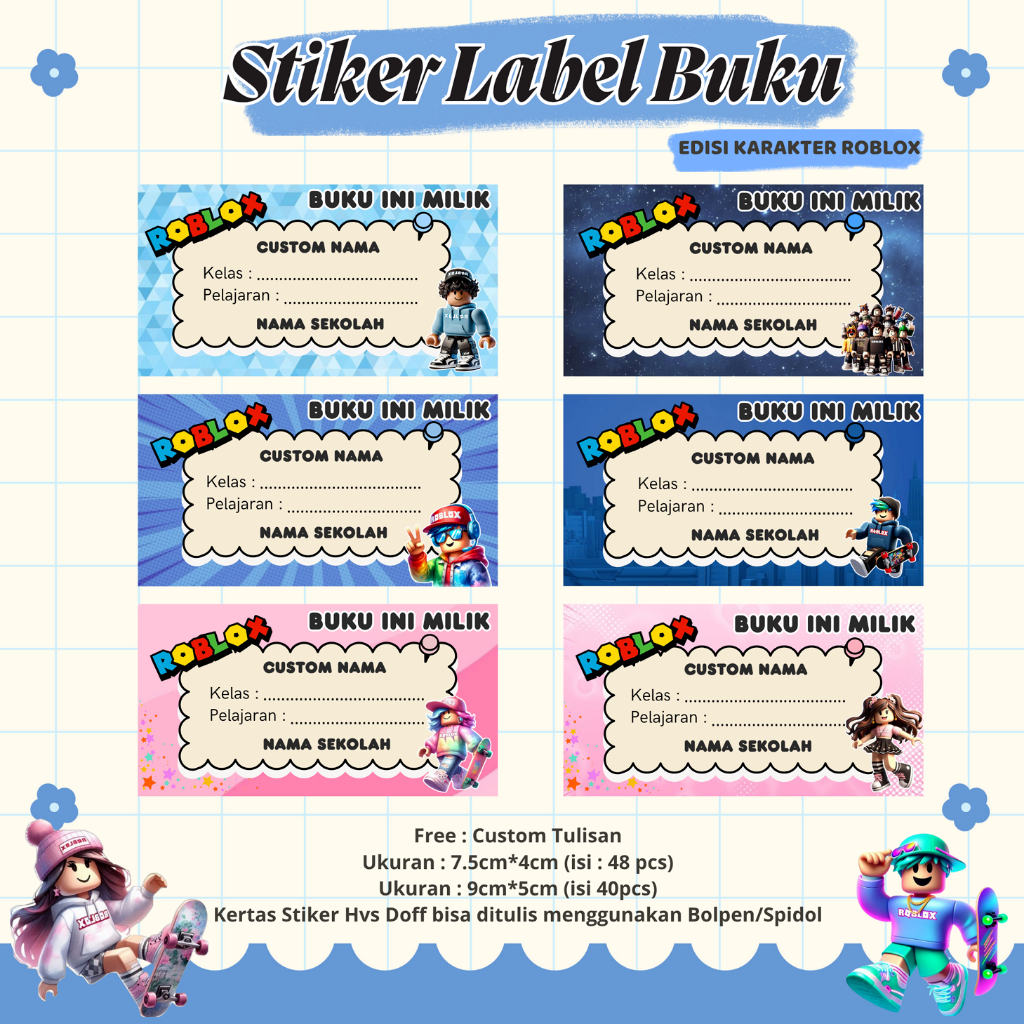 Jual (48pcs) Stiker Label Buku Custom Nama I Stiker Label Nama Anak ...