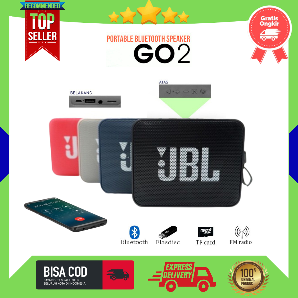 Jual [ COD ] Speaker Bluetooth Mini GO 2 Super Bass Wireless Portable ...