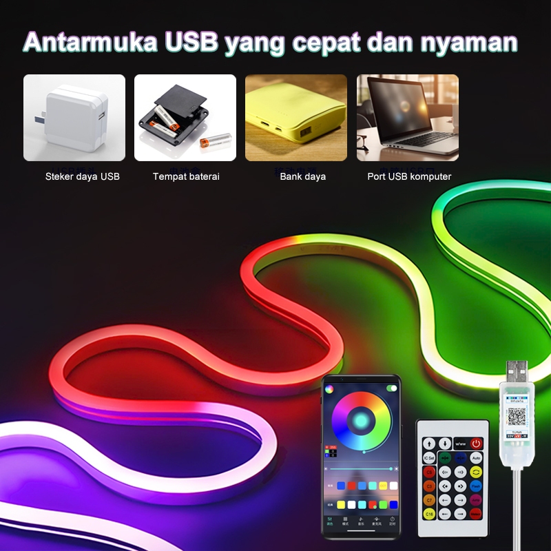 Jual LED Strip RGB 5V Bluetooth USB - Remote Control, 3M/5M, Lampu ...