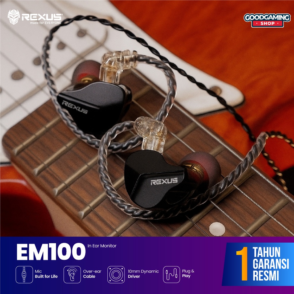 Jual Rexus EM100 / EM-100 In Ear Monitor Earphone 10mm Dynamic Driver ...