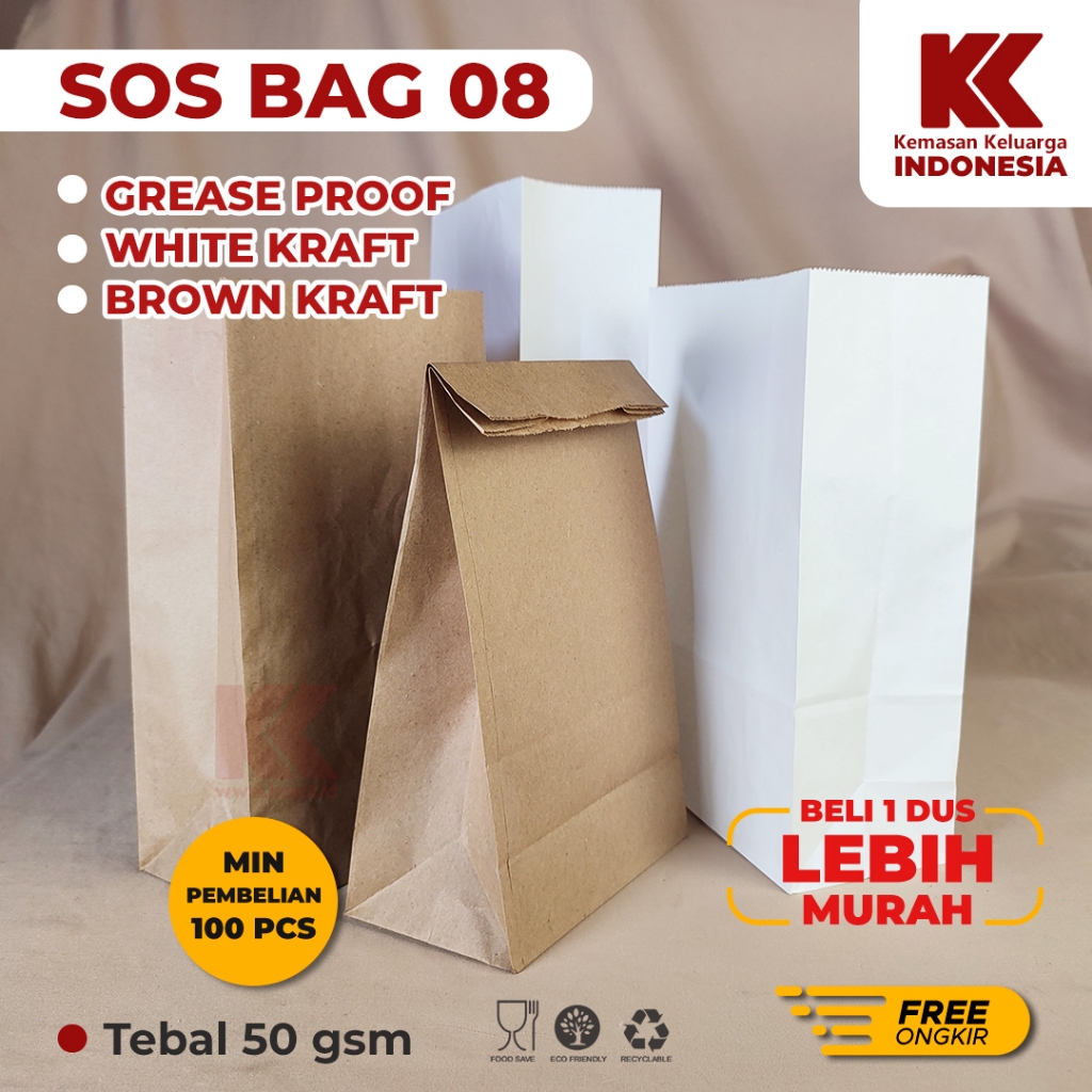 Jual SOS BAG 08 (29,5 x 15,5 x 10cm) / PAPER BAG ROTI / PAPER BAG ...